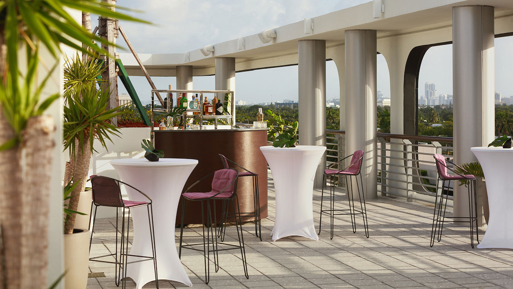 Wedding set up on palomar soBe rooftop