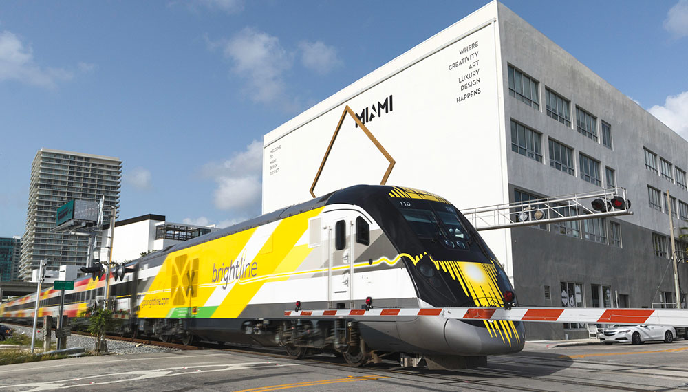 Brighline high-speed train in Miami