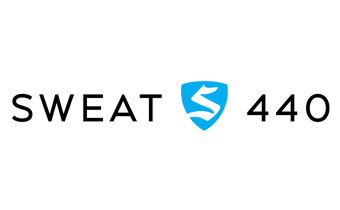 Sweat 440 Logo with a blue shield graphic with an S inside of it